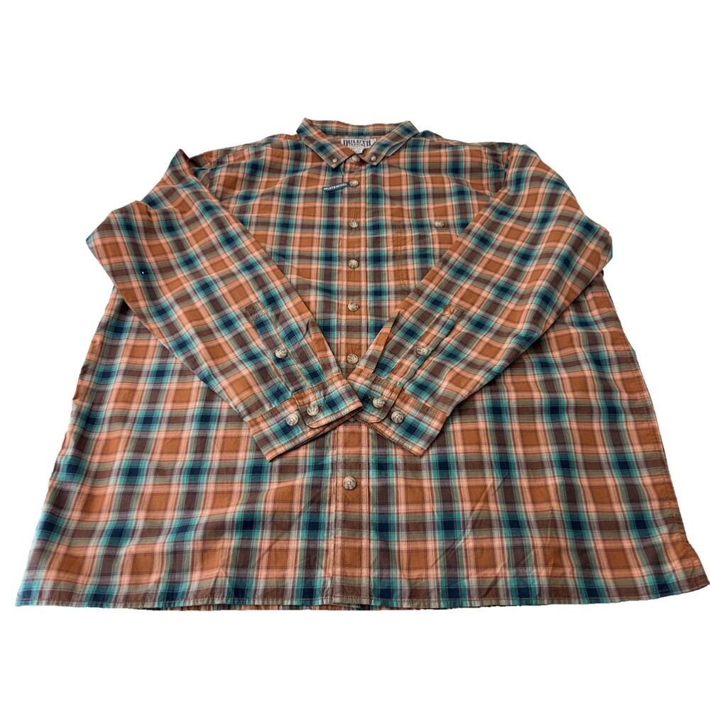 DULUTH TRADING Mens Multicolor Checkered Button Shirt Size 2XL Tall